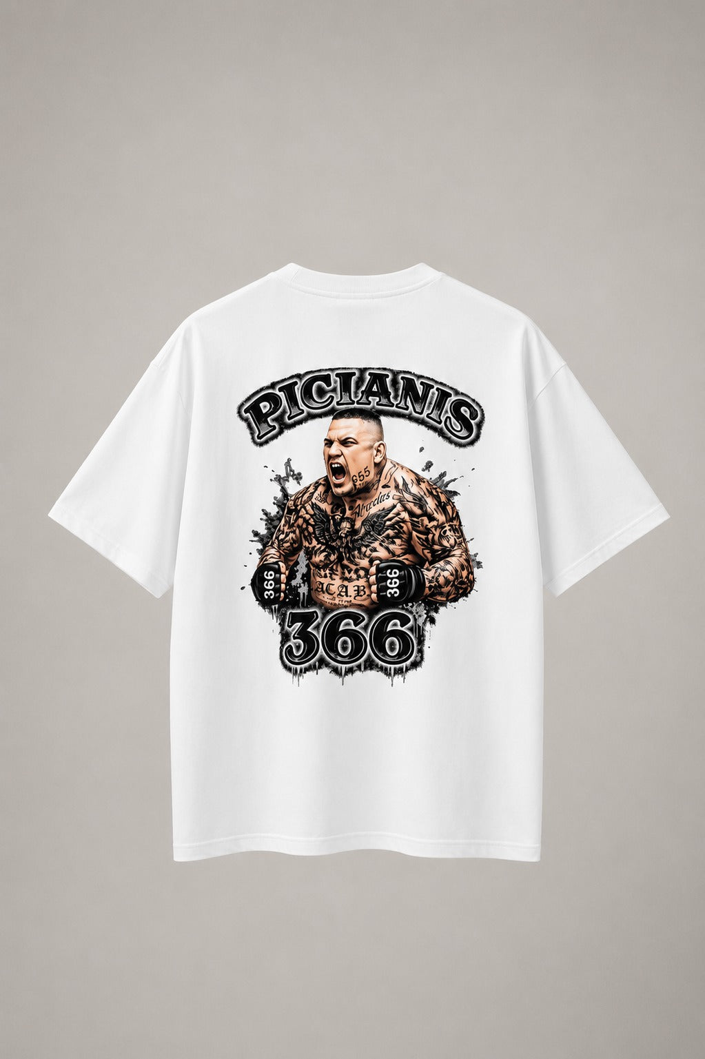 Tricou Oversized PICIANIS 366 – ACAB Edition Alb